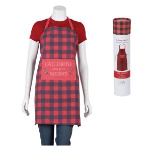 Farmhouse Holiday Apron - Buffalo Check - Eat Drink and Be Merry