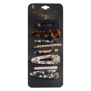 8-Piece Snap Clip and Bobby Pin Set - Marble Designs