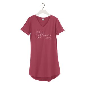V-Neck Sleep Shirt - Time to Wine Down - Medium-Large