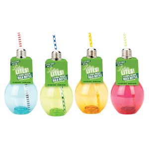Flashing Holiday Beverage Bulb Bottle with Straw