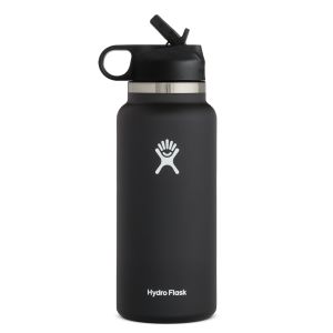 Hydro Flask 32 Oz Wide-Mouth Water Bottle with Straw Lid - Black