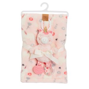 2-Piece Blanket and Activity Toy - Pink