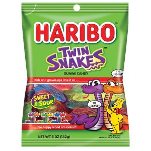 Haribo Twin Snakes Gummi Candy - 5oz Peggable Bag