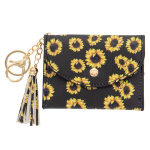 Credit Card and Change Purse - Black Sunflower