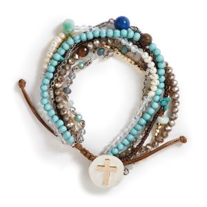 Your Journey Adjustable Cross Bracelet - Turquoise
