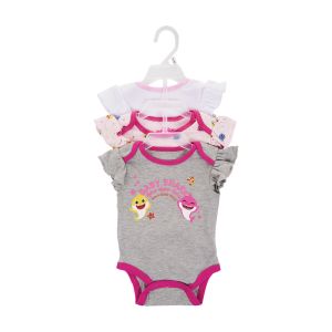 3-Pack Baby Bodysuit - Baby Shark - Girl