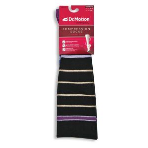 Women's Knee-Hi Compression Socks - Black Striped