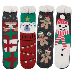 Women's Holiday Fuzzy Babba Slipper Socks