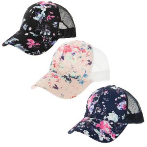 Floral-Print Mesh Trucker Hat