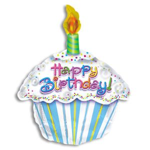 Happy Birthday Cupcake Foil Balloon - Bagged