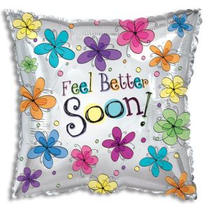 Feel Better Soon Floral Square Foil Balloon