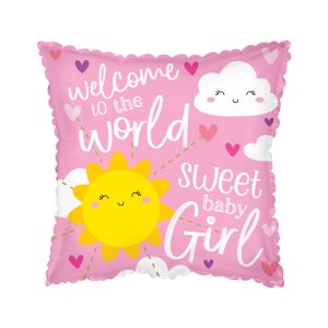 Welcome to the World Sweet Baby Girl Foil Balloon - Bagged