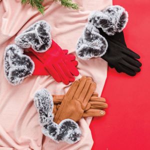 Texting Gloves with Faux Fur Cuff