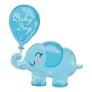 Baby Boy Elephant Jumbo Foil Balloon - Bagged