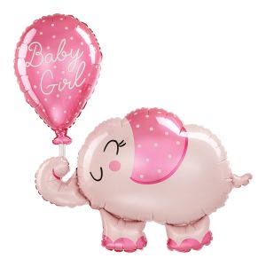 Baby Girl Elephant Jumbo Foil Balloon - Bagged