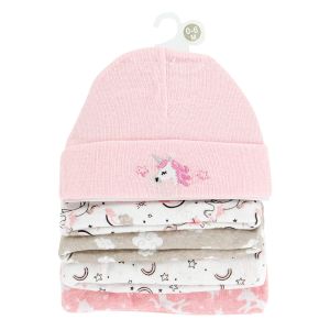 5-Pack Cotton Infant Caps - Pink
