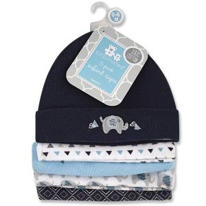 5-Pack Cotton Infant Caps - Blue