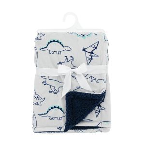 2-Ply Soft Plush Sherpa Baby Blanket - Dinosaur