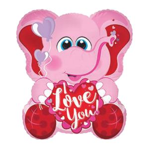 I Love You Pink Elephant Foil Balloon