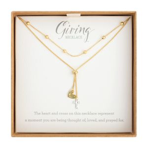 Giving Collection Lariat Charm Necklace - Heart and Cross