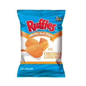 Ruffles Cheddar and Sour Cream Ridged Potato Chips - Large Single Serving Size