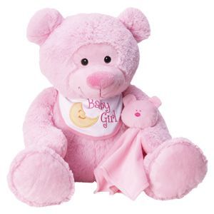 Baby Mouflez Bear with Bib and Lovey - Pink