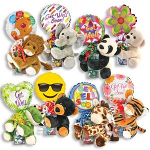 14 INCH KELLILOONS™ GET WELL HUGGERS, CANDY & 9 INCH BALLOONS