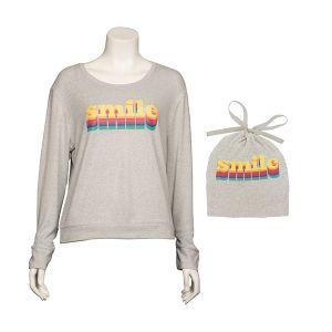 Hello Mello Gray Lounge Knit Shirt - Smile - Large