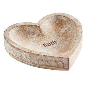 Wood Heart Trinket Tray - Faith