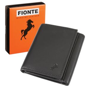 Black Leather Trifold Wallet With RFID Protection