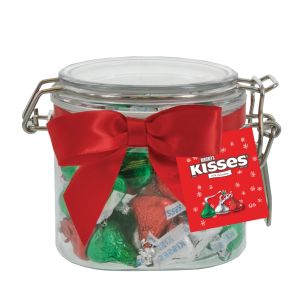 Apothecary Gift Jar with Hershey Kisses - Christmas