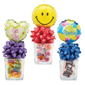 Get Well Kelliloons - Glass Votive with Candy and Balloon