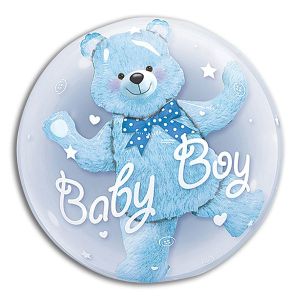 Bear Double Bubble Balloon - Baby Boy