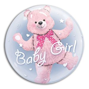 Bear Double Bubble Balloon - Baby Girl