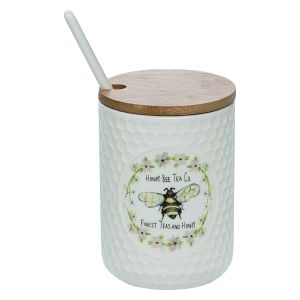 Ceramic Honeybee Jars with Spoons