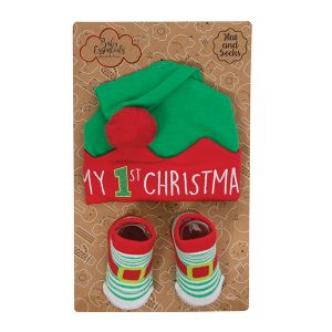 2-Piece Hat and Sock Set - My 1st Christmas - Elf