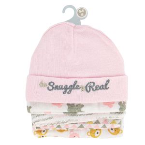 5-Pack Infant Caps - Snuggle is Real - Pink