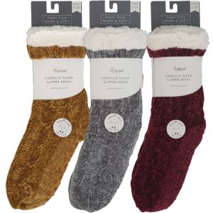Chenille Cable Knit Socks with Sherpa Lining