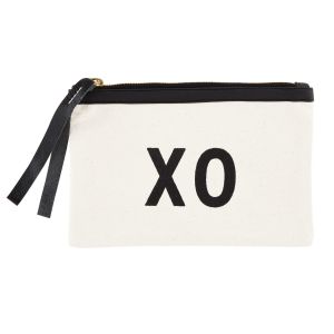 Hold Everything Cream Canvas Zip Pouch - XO