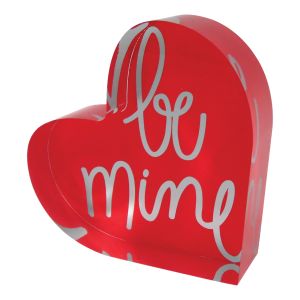 Acrylic Heart-Shaped Sign - Be Mine