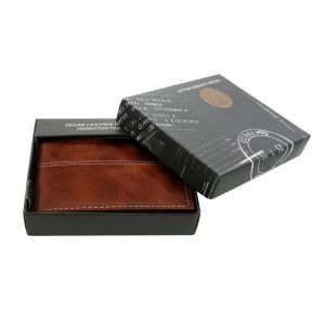 Men's Vegan Leather Bifold Wallet - Brown