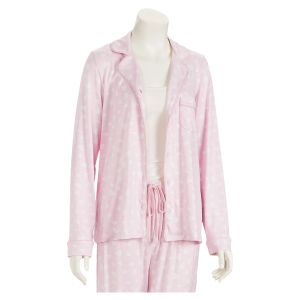 Women's Poly Suede Pajama Set - Pink Heart