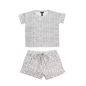 Lightweight Hacci Pajama Short Set - Animal Print 