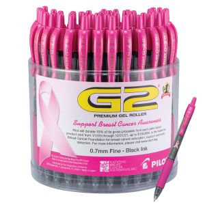 Pilot G2 Breast Cancer Awareness Gel Roller Pens - 48ct Tub - Fine Point