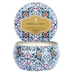 Aqua De Soi Natural Soy Candle In Decorative Tin - Mistletoe and Holly