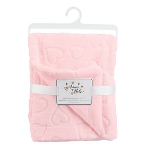 Sculpted Fleece Baby Blanket - Pink Hearts