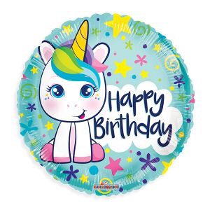 Happy Birthday Unicorn Foil Balloon - Bagged