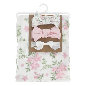 2-Piece Headband and Blanket Set - Pink Floral