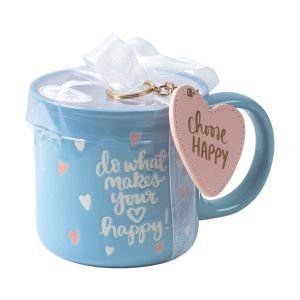 Ceramic Camper Mug and Keychain Gift Set - Do What Makes Your Heart Happy
