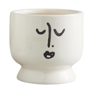 White Round Face Ceramic Pot